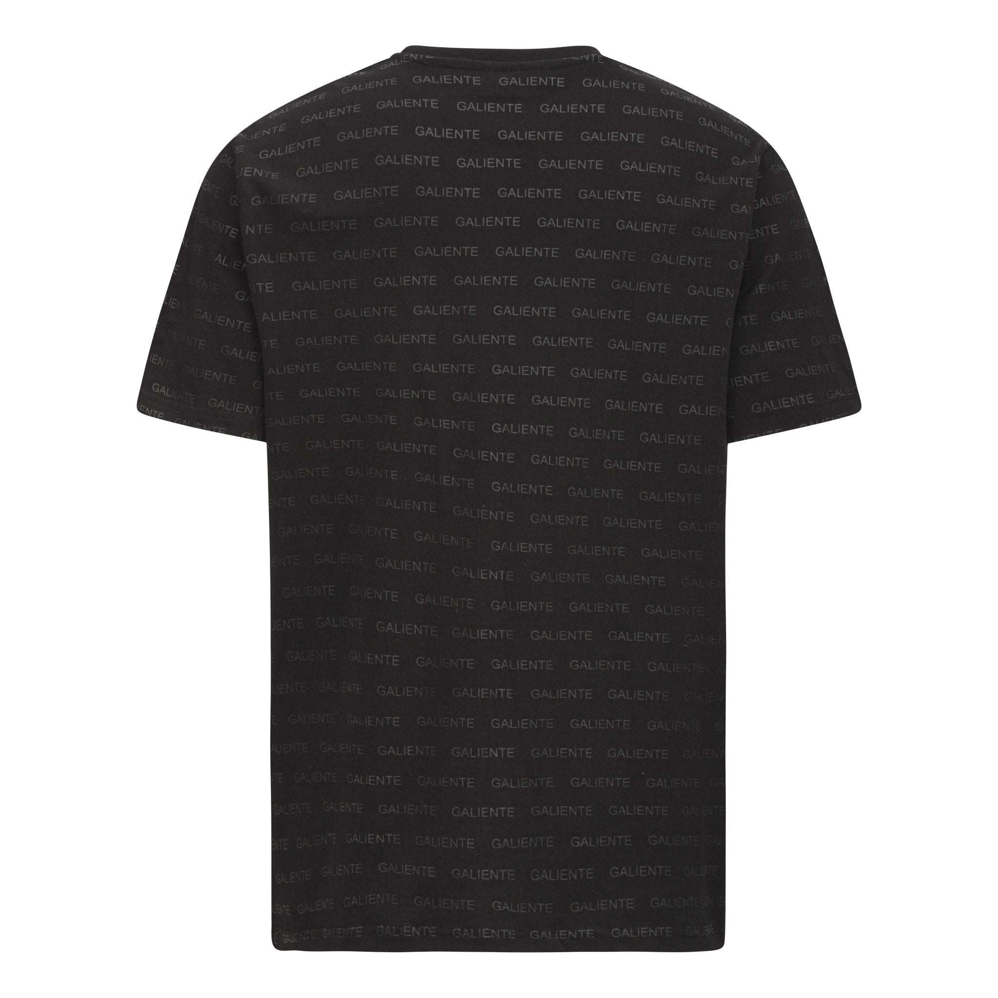 Oversize svart T-shirt med Galiente-tryck överallt