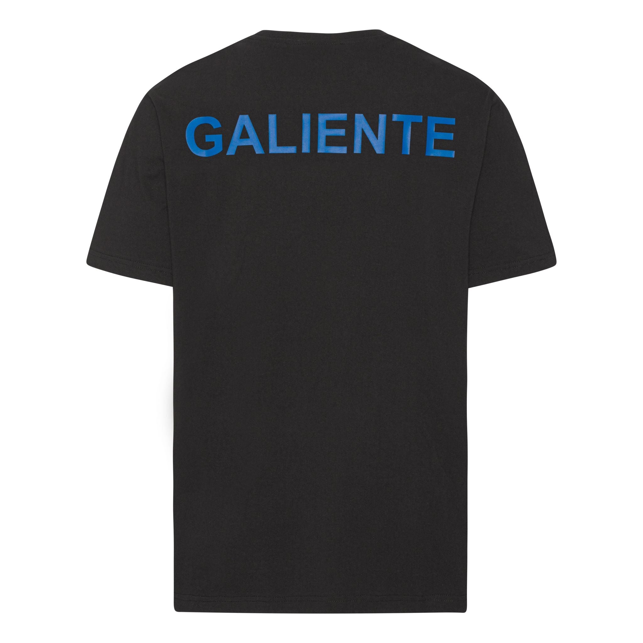 Oversize svart T-shirt med blå logotyptryck