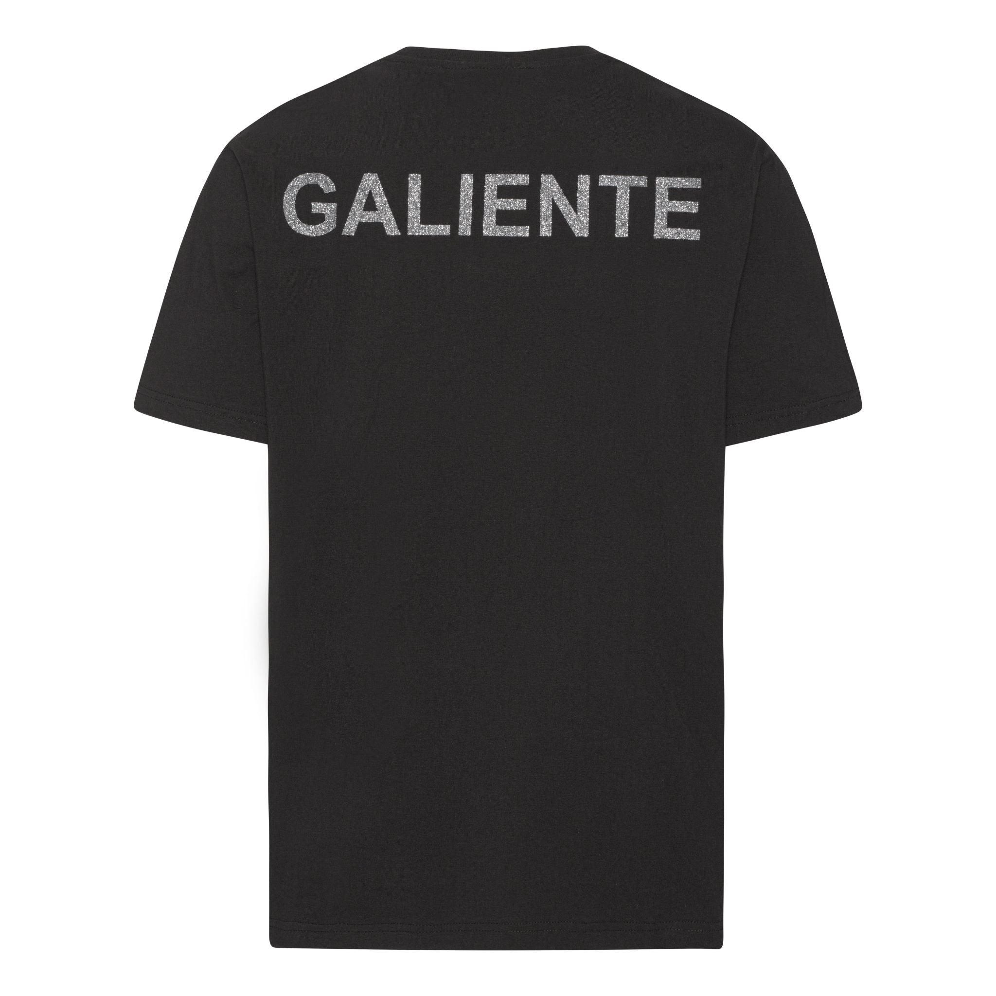 Oversize svart T-shirt med glitter logotyptryck